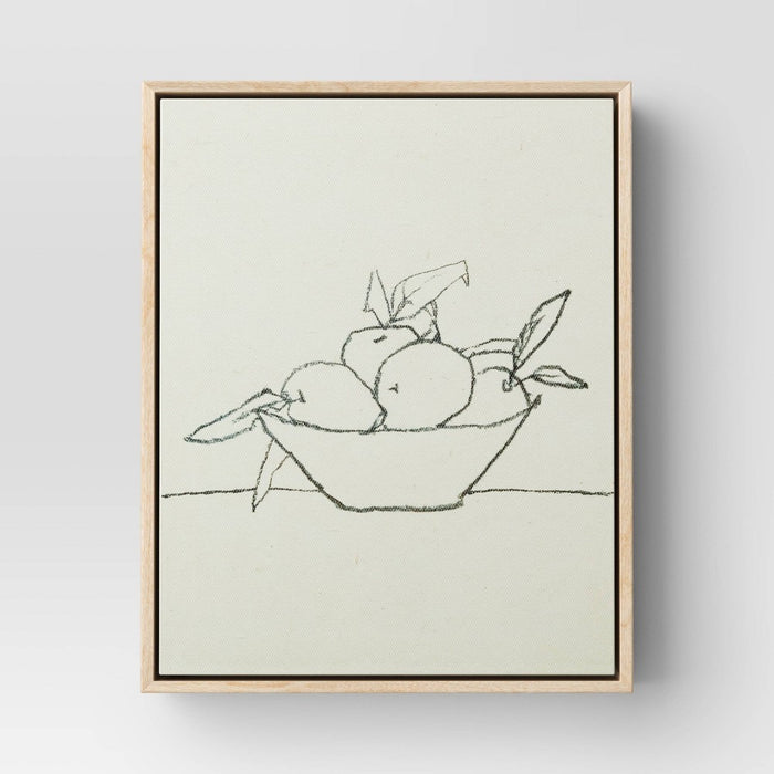 8" x 10" Fruit Bowl Framed Wall Canvas Tan - Threshold