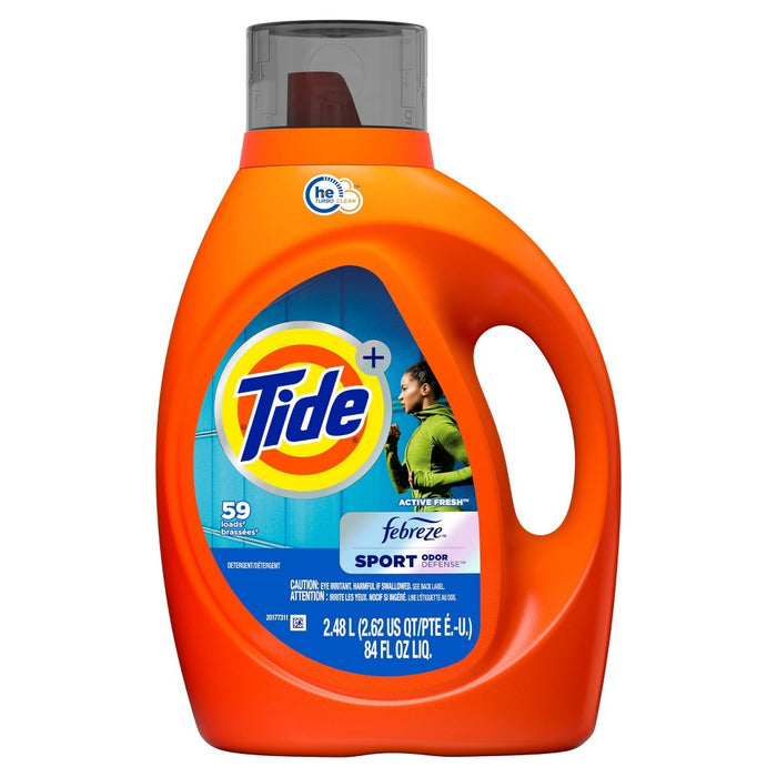 Tide Plus Febreze Sport Active Fresh High Efficiency Liquid Laundry Detergent Soap - 84 fl oz