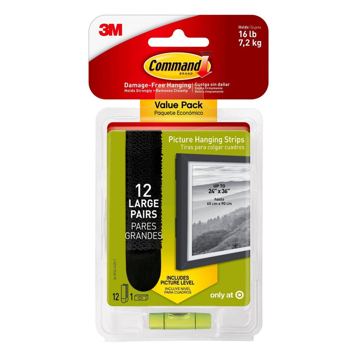 Command Large 12 Pairs Adhesive Film Strips Black