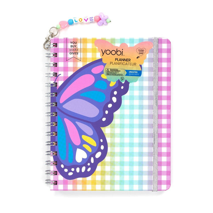 Yoobi Undated Weekly Planner Gingham Butterfly