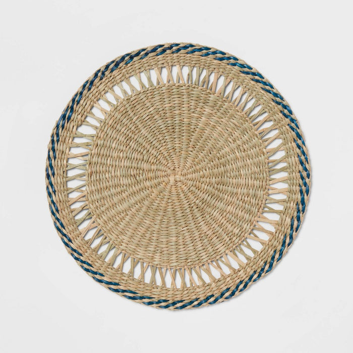 15" Woven Seagrass Charger Blue/Natural - Threshold