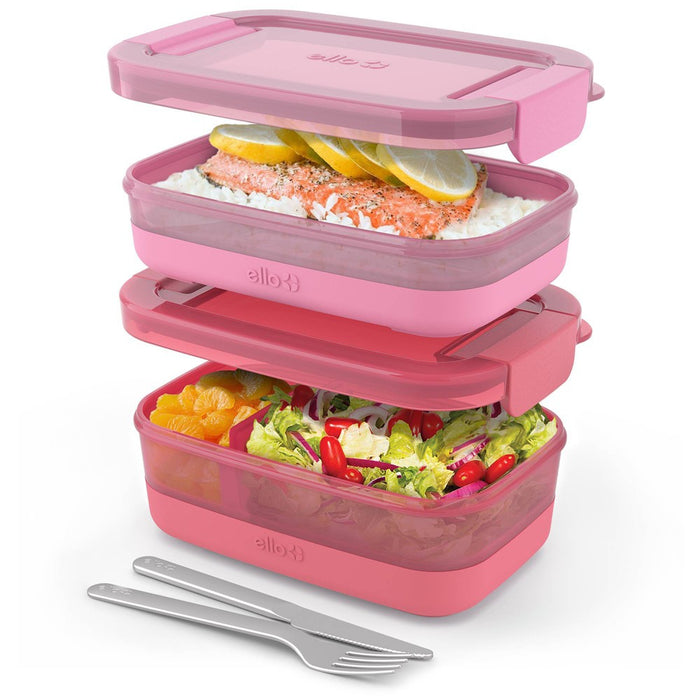 Ello 2pk Plastic Lunch Stack Food Storage Container Set Guava