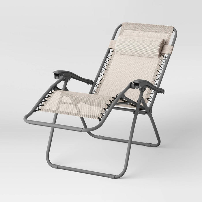 Zero Gravity Outdoor Portable Folding Lounge Chair Tan - Room Essentials (LOCAL PICKUP ONLY)