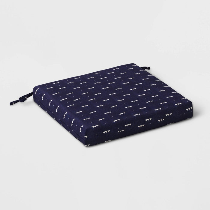18"x20" Geometric Woven Outdoor Chair Seat Cushion Dark Blue - Threshold