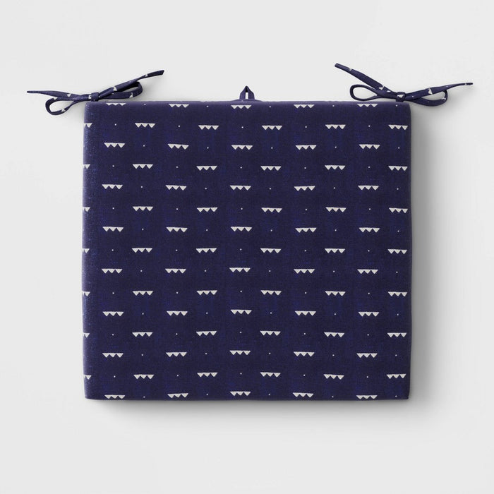 18"x20" Geometric Woven Outdoor Chair Seat Cushion Dark Blue - Threshold