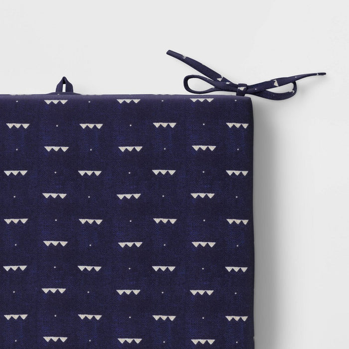 18"x20" Geometric Woven Outdoor Chair Seat Cushion Dark Blue - Threshold