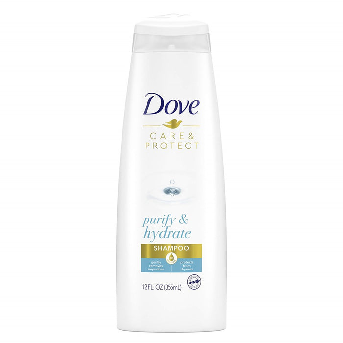 Dove Care & Protect Shampoo For Dry Hair Purify & Hydrate Hair For Dryness Protection 12 Oz