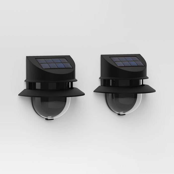 2pk Double Hood Deck Solar LED Outdoor Step Lights Matte Black - Threshold