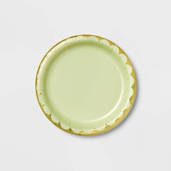 6.75" 10ct Light Green Scalloped Snack Plates - Spritz