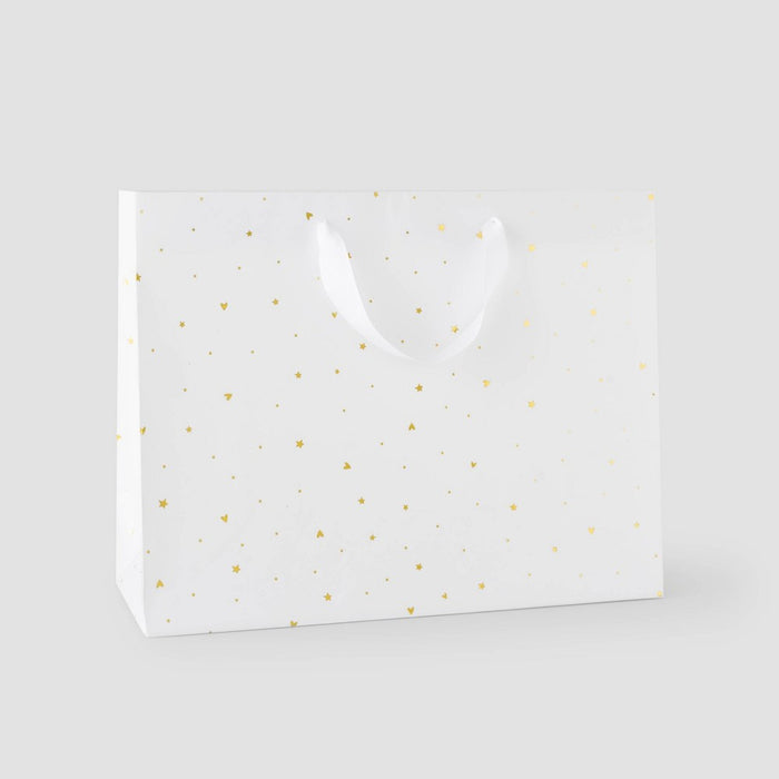 Foil Heart Pattern Medium Gift Bag White/Gold - Sugar Paper + Target