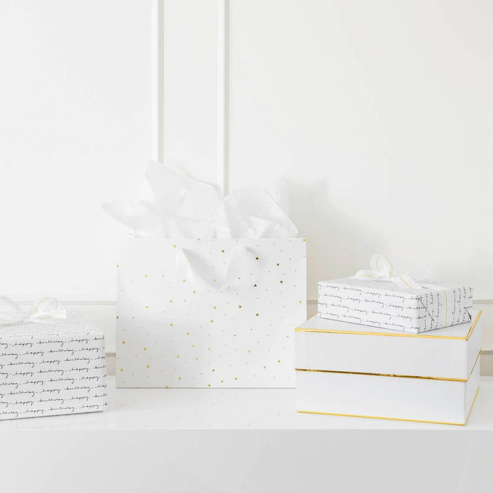 Foil Heart Pattern Medium Gift Bag White/Gold - Sugar Paper + Target