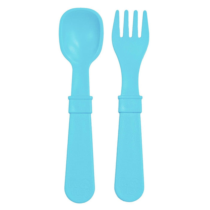 Re-Play 2pc Toddler Utensil Pair - Pool Blue
