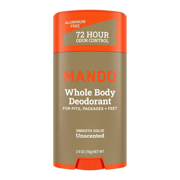 Mando Whole Body Deodorant - Men's Aluminum-Free Smooth Solid Stick Deodorant - Unscented - 2.6oz