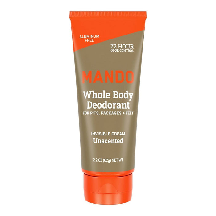 Mando Whole Body Deodorant - Men's Aluminum-Free Invisible Cream Deodorant - Unscented - 2.2oz