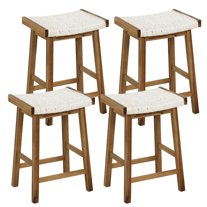 Tangkula Set of 2 Saddle Bar Stools 25.5" Counter Height Dining Stools w/ Seaweed Woven Seat (LOCAL PICKUP ONLY)