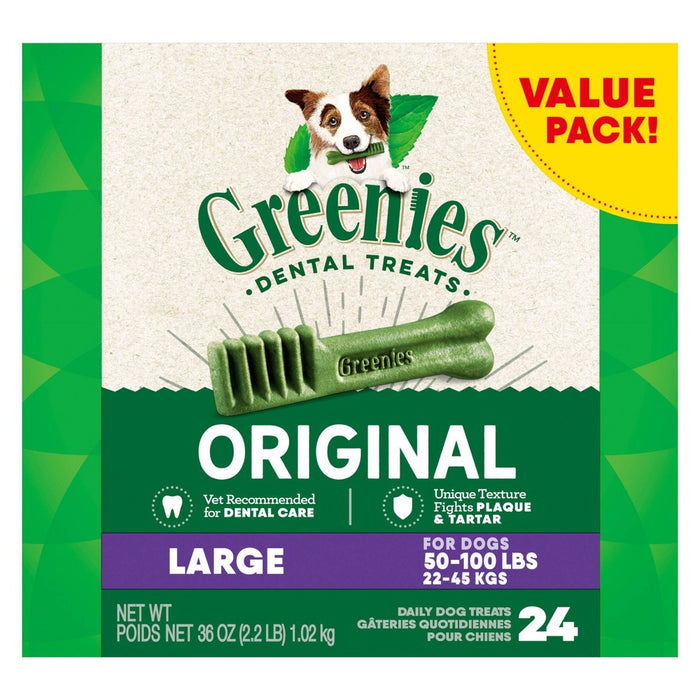 Greenies Large Adult Original Chicken Flavor Dental Hard Chewy Dog Treats - 36oz/24ct
