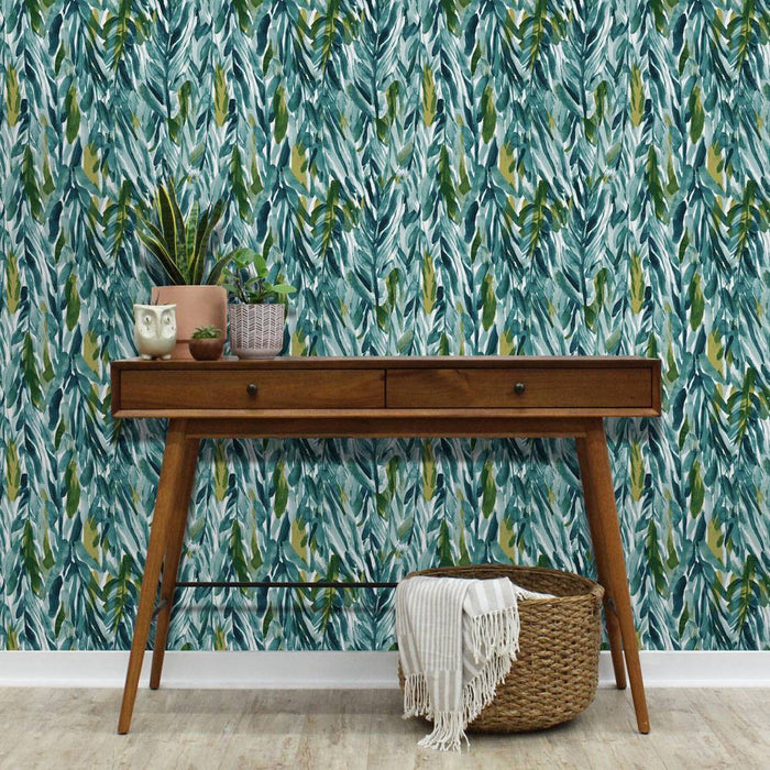 Leaves Peel & Stick Wallpaper Green - Opalhouse