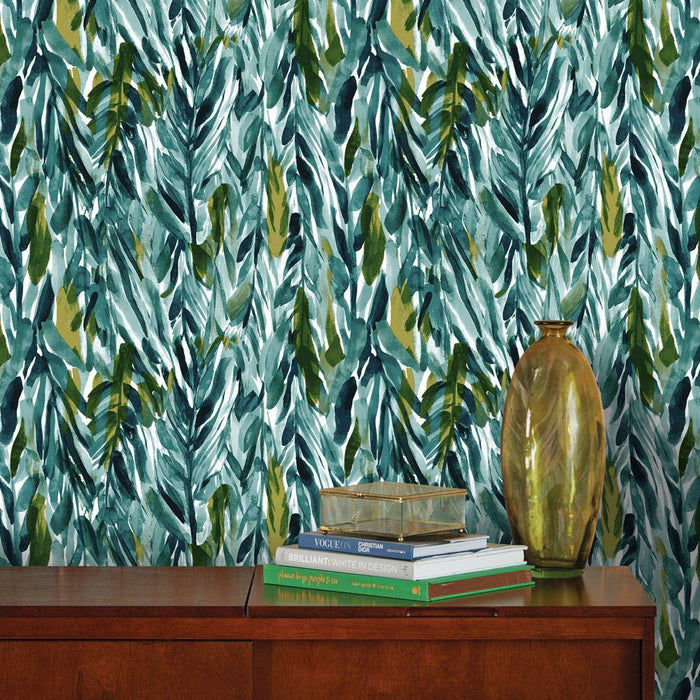 Leaves Peel & Stick Wallpaper Green - Opalhouse