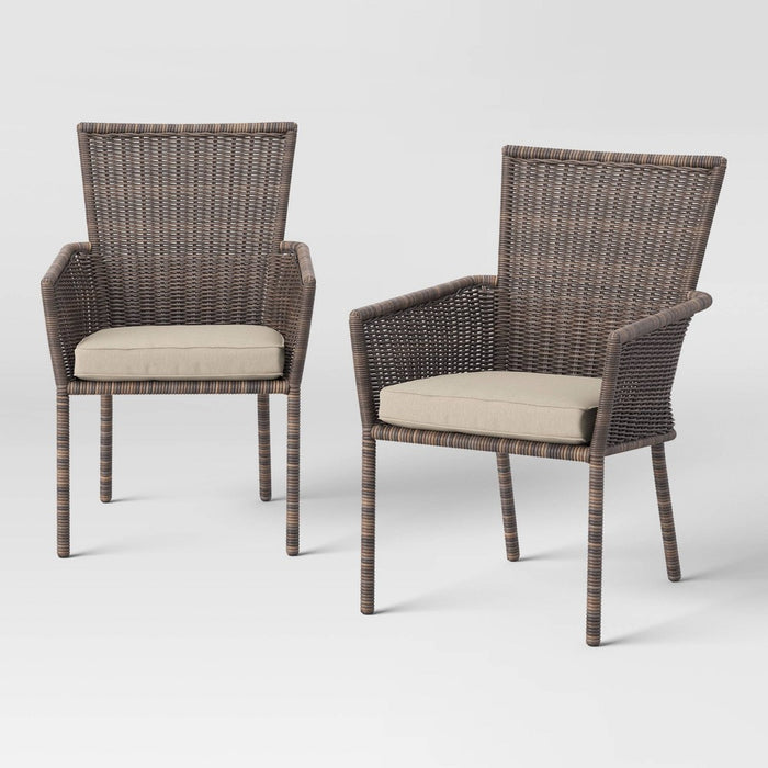 Monroe 2pk Patio Stack Dining Chairs - Tan - Threshold (LOCAL PICKUP ONLY)