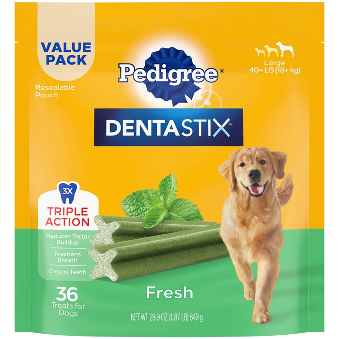 Pedigree Dentastix Fresh Large Dental Chicken and Mint Flavor Dental Dog Treats - 36ct