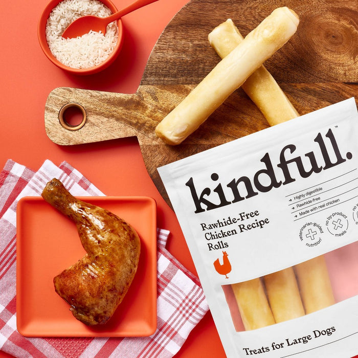 Rawhide-Free Chicken Recipe Roll Large Dog Treat - 19.4oz/5ct - Kindfull