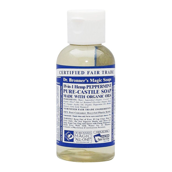 Dr. Bronner's Pure-Castile Peppermint Liquid Travel Soap - 2 fl oz