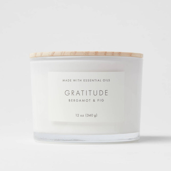 3-Wick 12oz Wood Lidded Glass Wellness Grateful Candle - Threshold