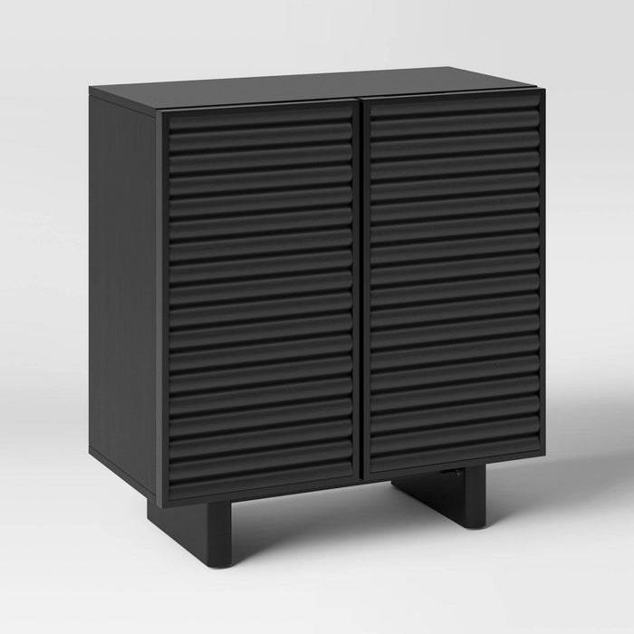 2 Door Fluted Accent Cabinet Black - Threshold (LOCAL PICKUP ONLY)