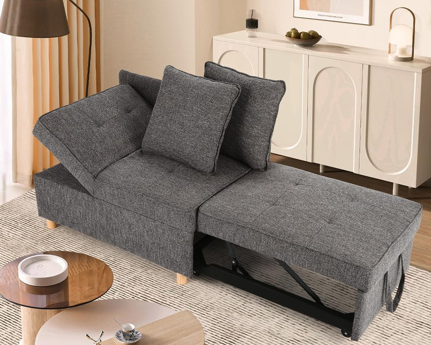 SEJOV Sleeper Chair Bed, 4-In-1 Convertible Sofa Bed Pull Out Couch Bed, 3-Seater Sleeper Sofa Loveseat With 5 Adjustable Backrests & 2 Pillows, Linen Fabric Small Sofa For Small Space, Deep Grey (LOCAL PICKUP ONLY)