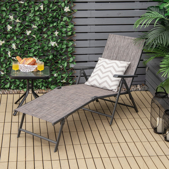 Costway Patio Folding Chaise Lounge Chair Outdoor Portable Reclining Lounger Beach Grey (LOCAL PICKUP ONLY)