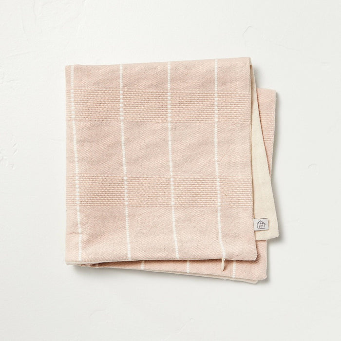 18"x18" Textured Multi Stripe Decorative Pillow Cover Blush/Cream - Hearth & Hand with Magnolia