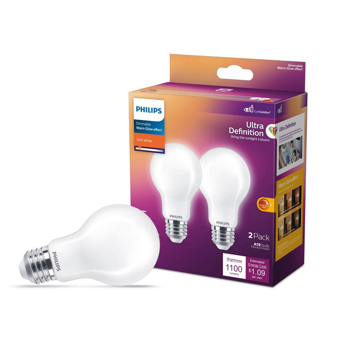 Philips UltraDef LED 75W Frosted Soft White A19 2P