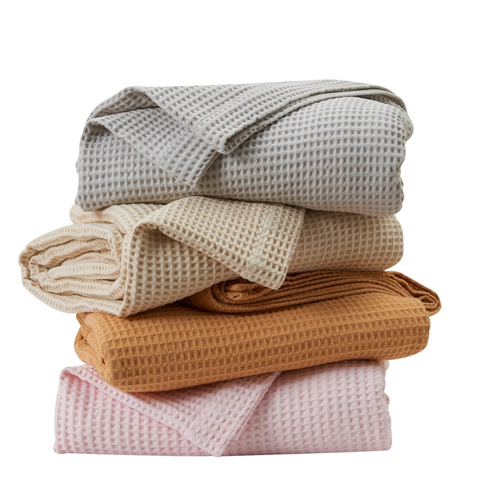 Cotton Super Soft All-Season Waffle Weave Knit Blanket - Great Bay Home (Throw, Taupe)