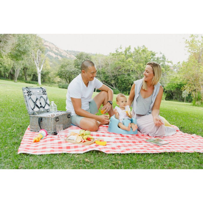 Bumbo Baby Infant Soft Foam Comfortable Floor Booster Seat Supportive Chair with 3 Point Adjustable Safety Buckle Strap Harness - Blue
