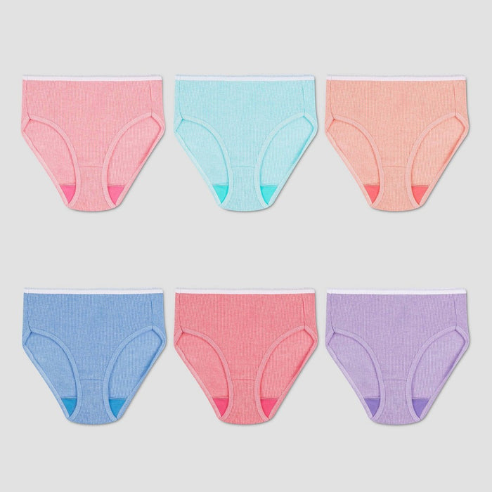 Hanes Girls' 6pk Cotton Ribbed Briefs - Colors May Vary 8