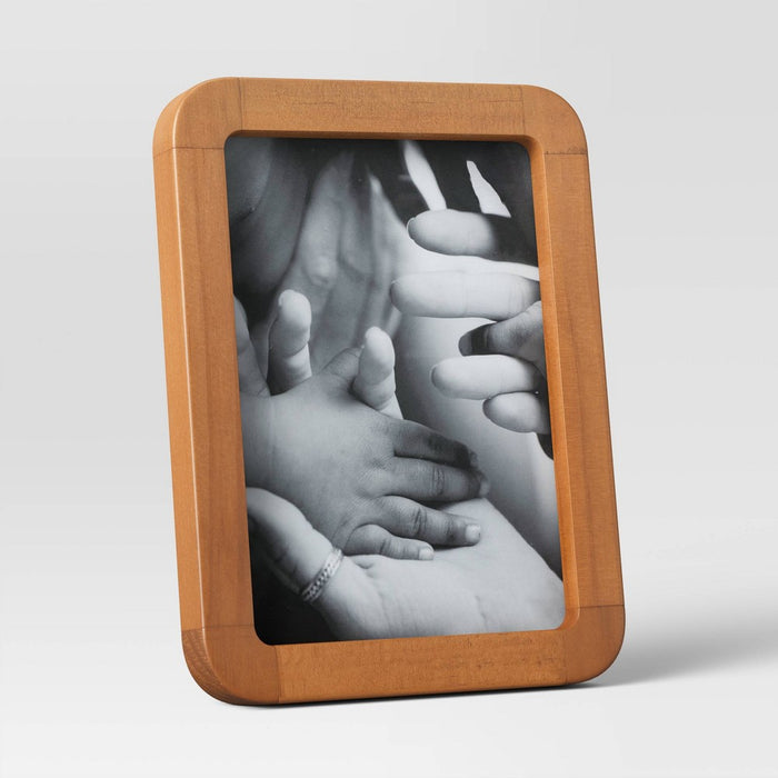 5" x 7" Rounded Wood Table Single Image Frame Brown - Threshold