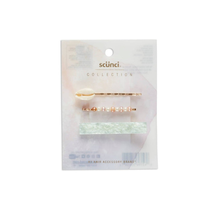 scunci Collection Multi Clips - Mint - 3pk