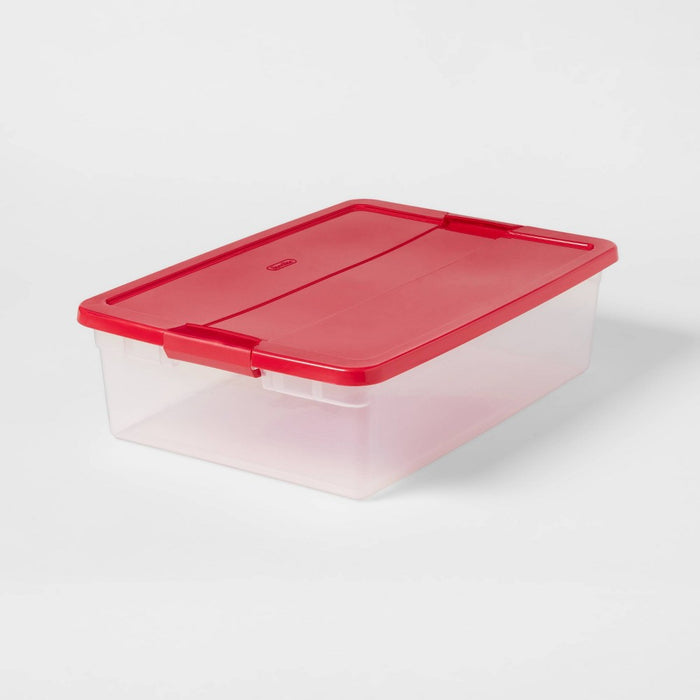32qt Latching Storage Box Clear with Red Lid - Brightroom (LOCAL PICKUP ONLY)