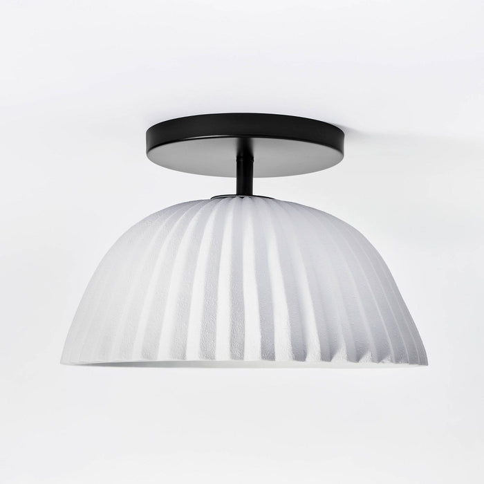 Scalloped Semi-Flush Mount Ceiling Light Black - Threshold designed with Studio McGee: Ceramic Shade, ETL Listed