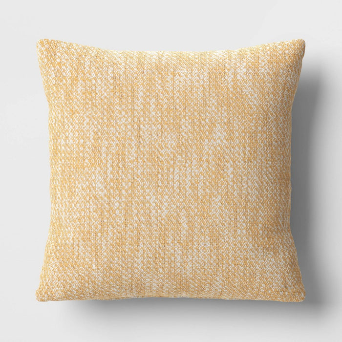 Textured Woven Cotton Square Throw Pillow Yellow - Room Essentials