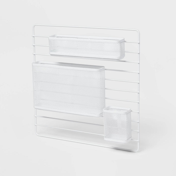 Mesh Wall Office Supply Organizer White - Brightroom