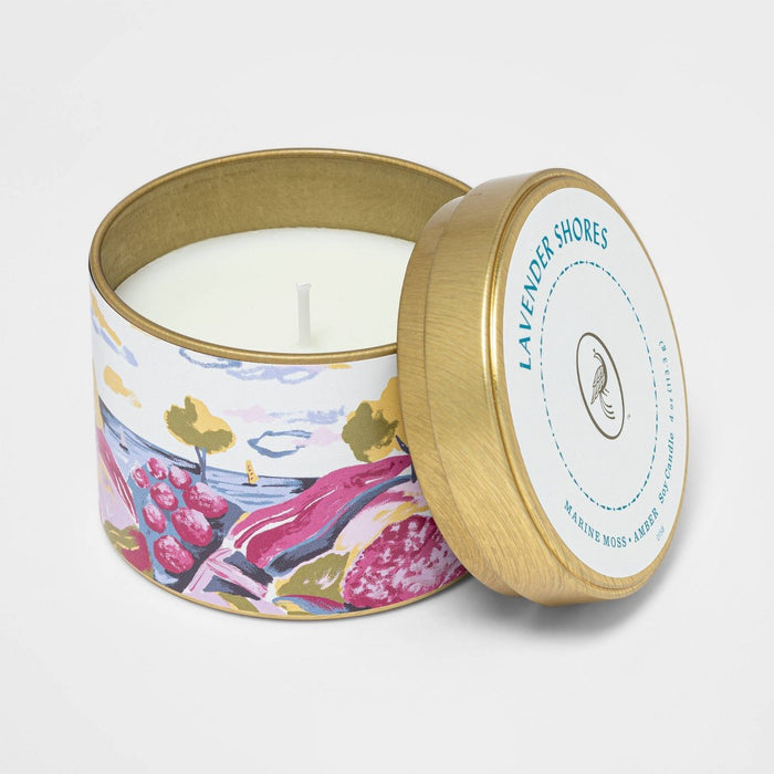 4oz Mini Patterned Tin Lavender Shores Candle - Opalhouse
