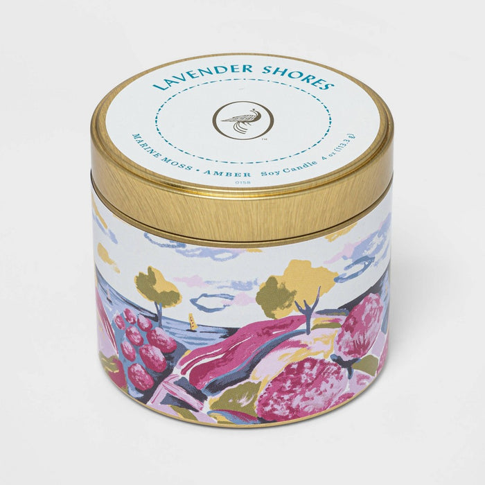 4oz Mini Patterned Tin Lavender Shores Candle - Opalhouse