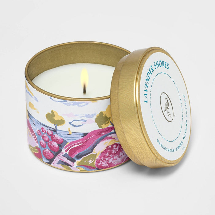 4oz Mini Patterned Tin Lavender Shores Candle - Opalhouse