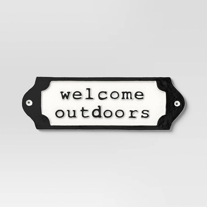 Cast Metal Garden Sign "Welcome Outdoors" - Threshold