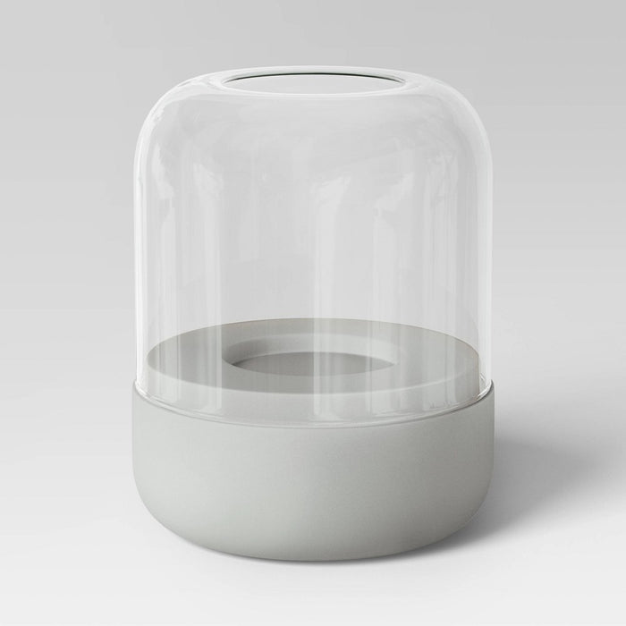 7.68"x6.5" Pillar Concrete/Glass Small Lantern Candle Holder Gray - Threshold