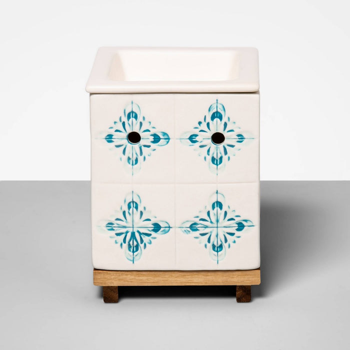 5.2" x 4" Stoneware Debossed Pattern Wax Warmer White - Opalhouse