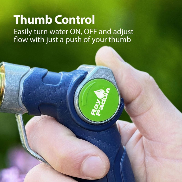 Ray Padula Metal Thumb Control Nozzle with Loop: Adjustable Spray, Leakproof & Weatherproof
