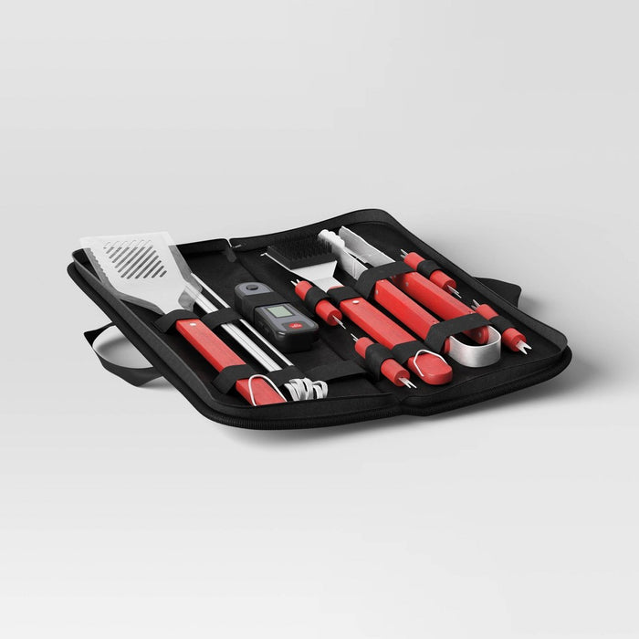 17pc BBQTool Set with Zipper Case in Black - Room Essentials: Stainless Steel, Outdoor Cooking Essentials