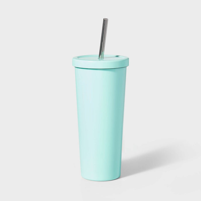 20oz Stainless Steel Tumbler with Straw Mint Green - Sun Squad